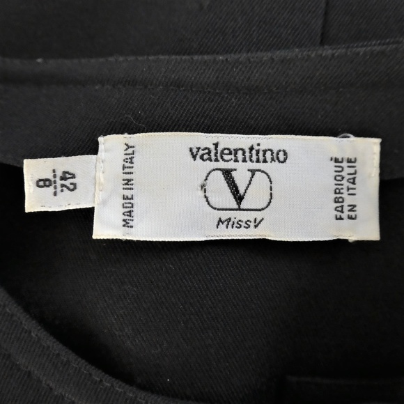 Valentino MissV Navy Wool Dress Button Front Lined Professional Gold Logo Button - Picture 7 of 8